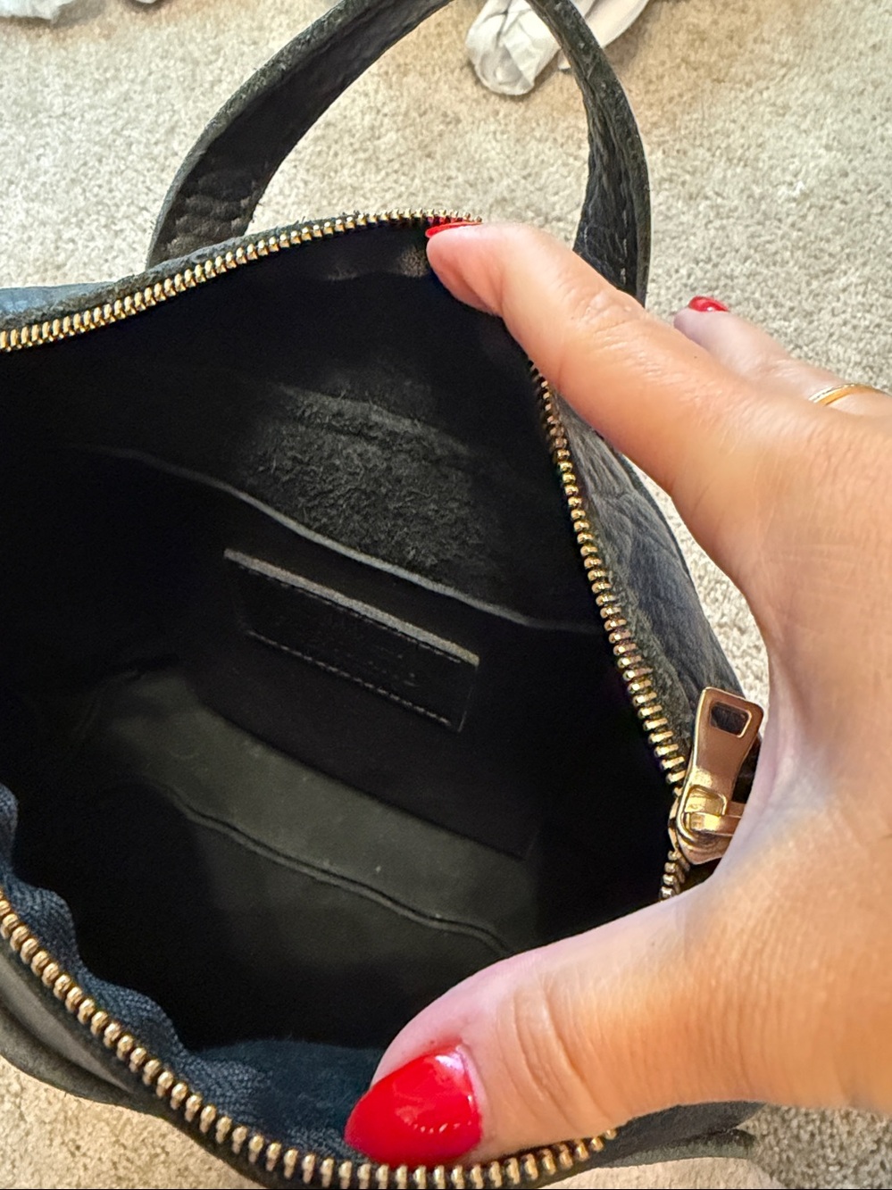 Portland Leather Black Backpack with Gold Hardware - Picture 4 of 7